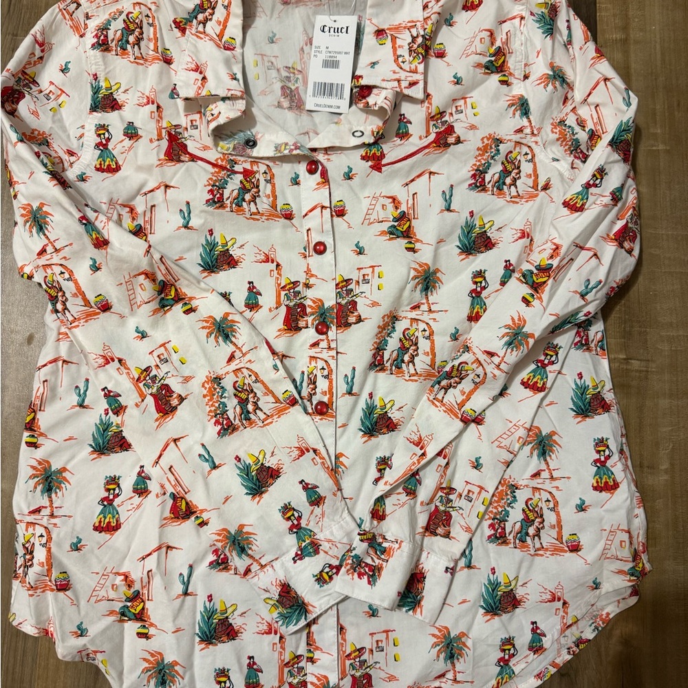 Cruel Girl Southwest Patterned Button-Up Shirt